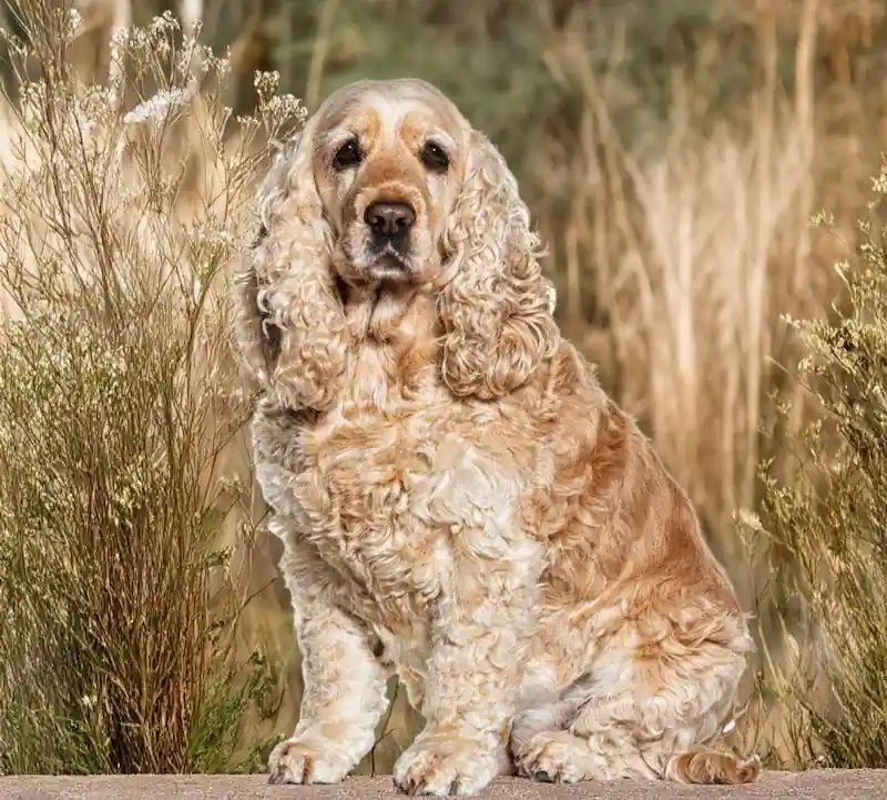 An overweight old fat cocker spaniel dog